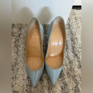 Christian Louboutin Light Blue Patent Pointed-Toe Pumps